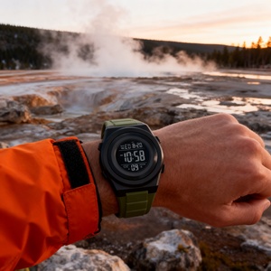 Montre digitale pour homme, luxe, plongée, alarme, bracelet en silicone, étanche, montre digitale d'extérieur pour homme avec chronographe - Product Image 3