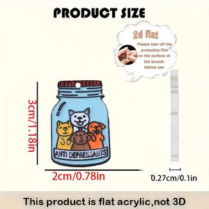 Pendientes de Acrílico Planos 2D con Diseño de Perro Adorable y Temática de "ANTI DEPRESSANTS" - Diseño de Dibujos Animados, Ligeros e Hipoalergénicos - Product Image 4