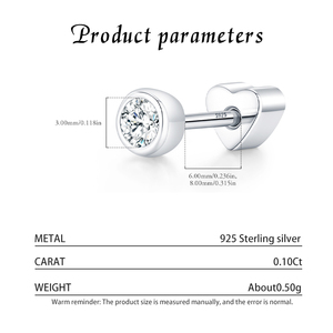 S925 Sterling Silver Simple Daily Round Ear <b>Stud</b> Sparkling Moissanite Heart Screw <b>Stud</b> <b>Earring</b> for Women <b>Fine</b> Jewelry - Product Image 4