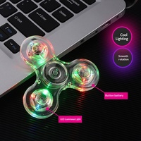 Fidget Spinner Lumineux LED Transparent en Cristal, Coloré et Écologique, Jouet Éducatif en Plastique