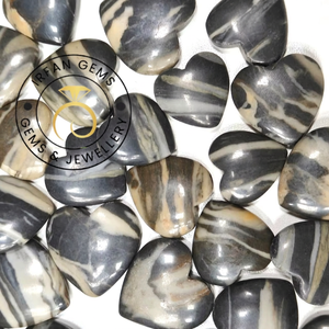 Cabochon en calcite zébrée en forme de cœur, semi-précieuse, haute qualité, 20-55mm, formes variées, pierres brutes pour la fabrication de bijoux - Product Image 2