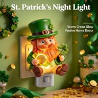 Veilleuse LED 3D du Leprechaun porte-bonheur pour la Saint-Patrick, figurine irlandaise à brancher, intensité réglable, décoration festive moyenne, vente en gros directe usine