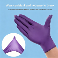 Gants en nitrile jetables Brillink pour usage domestique, couleur violette, sans poudre, sans latex, imperméables, compatibles écrans tactiles, taille moyenne, résistants et durables, pour la manipulation des aliments