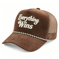 Gorra Trucker HN25 Retro de Moda, Estructurada de 5 Paneles, de Pana Suave con Bordado y Malla Trasera, Accesorio Casual para Acción de Gracias