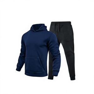 OEM Men's Spring Autumn Fashion Pullover <b>Tracksuit</b> Set Eco-Friendly Hooded Fleece Jacket Solid Pattern 2-in-1 Design Elastic - Product Image 3