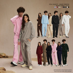 ชุดเซ็ตเสื้อสเวตเชิ้ตและกางเกงสเวตแพนท์ผ้าหนา 430GSM สไตล์สตรีทแวร์  รับปักโลโก้แบรนด์ส่วนตัว ชุดฮู้ดดี้ - Product Image 2