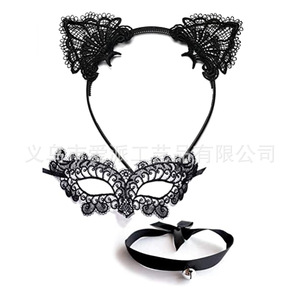 Diadema con diseño de gato sexy, conjunto de seis piezas en color negro, accesorios para disfraces de mujer - Product Image 3