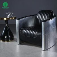 Fauteuil d'aviateur vintage en cuir véritable Moontree Aviation Style Cigar Club Lounge Furniture, modèle Tomcat avec repose-pieds