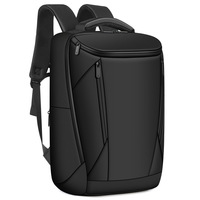 Tas Ransel Bisnis Unisex Rangka Eksternal Kapasitas Besar Tas Laptop Sederhana Tahan Air Lapisan Kulit Film Poliester