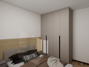 Ánh sáng phong cách sang trọng tủ quần áo tùy chỉnh + Bàn trang điểm kết hợp các yếu tố kính mờ khung kim loại mờ E0-Class kết thúc Melamine - Product Image 3