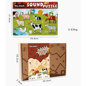 Instrumen kendaraan hewan kartun kayu membuat suara 3D papan teka-teki Jigsaw bayi mainan edukasi Dini anak untuk anak laki-laki perempuan - Product Image 6