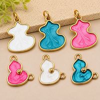 Pendentifs gourde plaqués or véritable 18 carats HD1062, breloques en vrac à texture coquillage marbré pour colliers, boucles d'oreilles, ornements capillaires, fournitures de bijoux