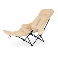 Chaise lune pliante moderne d'extérieur avec cadre métallique large anti-basculement et dossier réglable en 4 positions pour le camping
