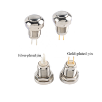 Interrupteur à bouton-poussoir momentané 8 mm 36 V 2 A étanche, petit bouton-poussoir rond de réinitialisation en acier inoxydable chromé 2 broches