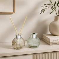 Décoration d'intérieur, flacon en verre rond côtelé moderne de 200 ml, ensemble diffuseur de parfum, salon, chambre à coucher, bureau, parfum d'ambiance, aromathérapie, cadeau