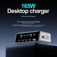[AI-Display 165W Desktop Charging Station] Pengisi Daya Multi-Port USB-C/USB-A Pengisian Cepat GaN Bahan ABS untuk Penggunaan Lintas Negara