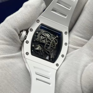 Reloj Mecánico Deportivo de Fibra de Carbono, con Movimiento Visible y Rotor Transparente, en Cerámica Blanca de Diseño - Product Image 4
