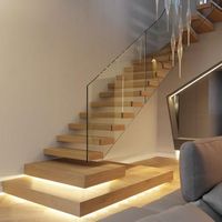 Escalier flottant en bois d'intérieur CBMmart, escalier droit en acier