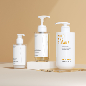 Échantillon gratuit bouteille de gel douche transparente/givrée/blanche de 200ml/300ml/500ml bouteille de shampooing en plastique à pompe à crème pour produits de nettoyage - Product Image 5