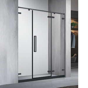 Deux portes de douche fixes <span class=keywords><strong>et</strong></span> coulissantes sans cadre, préfabriquées complètes, salle de bain, écran de douche pliant, verre trempé - Product Image 1