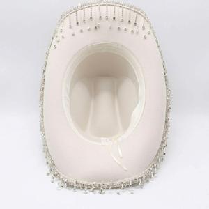 Festival Bling Rhinestone Fedora Hats Men Polyester Cotton Felt Cowboy Hats Wholesale - Product Image 5