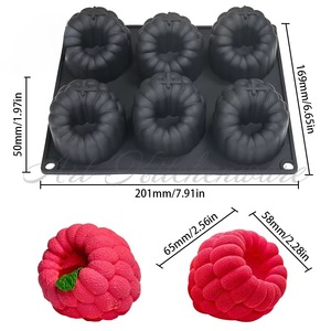 Moules en silicone pour gâteau mousse framboise noire, moules de cuisson 3D pour chocolat, plateau pour savon et bougies, ustensiles de pâtisserie pour boulangerie - Product Image 3