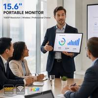 15.6 Inch Portable Monitor FHD 1080P IPS Display with USB C and HDIM Ultra Slim Travel Screen Extender for Laptop and Gaming