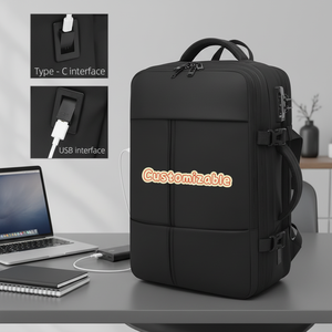 <span class=keywords><strong>Zaino</strong></span> da <span class=keywords><strong>Viaggio</strong></span> Espandibile Impermeabile con Ampio Interno, Compressione Automatica, Porta di Ricarica e Lucchetto per Uomo - Product Image 2