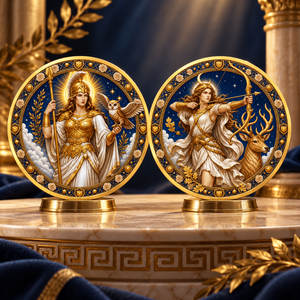 Moneda Conmemorativa de Doble Cara de la Diosa de la Mitología <span class=keywords><strong>Griega</strong></span>, Redonda, de Aleación de Zinc, Coleccionable, con Protector Acrílico - Product Image 1