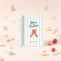 Cuaderno Portátil A7 Little Bear Chef, Encuadernación en Espiral de Hojas Sueltas, Regalo de Diseño Original, Cálido y Adorable, 100 Hojas Coloridas