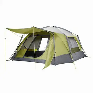 通気性のある2人用防水テント2層防風屋外テント2つのエントリを備えたキャンプテントのセットアップが簡単