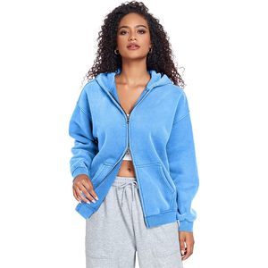 Sudadera con capucha y cremallera para mujer FOXA, de manga larga, holgada, de forro polar, con bolsillos, para uso casual de otoño - Product Image 4