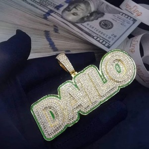 Colgantes de Letras de Plata de Ley 925 con Baño de Oro y Diamantes Estilo Hip Hop B11, Disponibles al Mejor Precio - Product Image 3