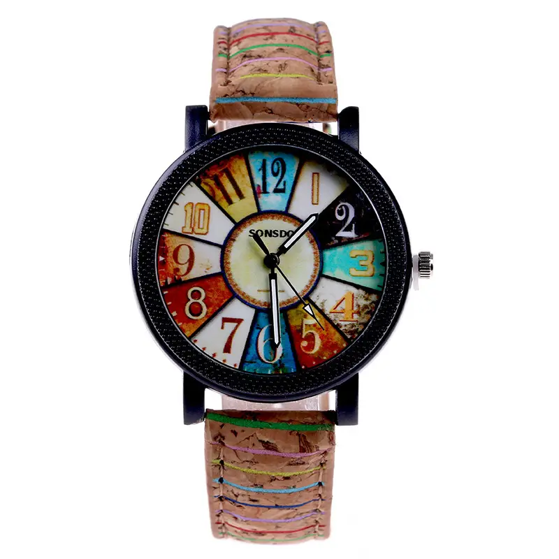 wholesale custom new simulate wood watch fashion casual leather watches neutral clock