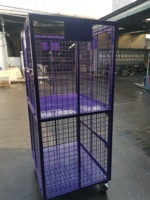 Chariot de manutention robuste violet à 2 niveaux, conteneur roulant à 4 faces, chariots de logistique, chariots d'entrepôt