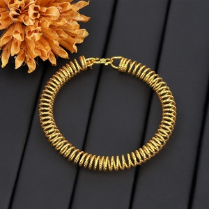 Jxx New Design 24K Gold Plated Open Cuff Bangle Trendy <b>Charm</b> <b>Bracelets</b> with Spring Wire Brass Spring Bangle Unisex - Product Image 4