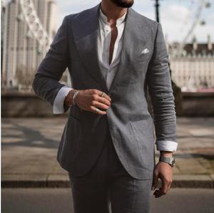2025 nuevo <span class=keywords><strong>traje</strong></span> elegante de lino para <span class=keywords><strong>hombre</strong></span> de <span class=keywords><strong>boda</strong></span> Casual de un solo pecho Slim Fit Blazer pantalones de alta calidad <span class=keywords><strong>verano</strong></span> 2 piezas <span class=keywords><strong>traje</strong></span> Homme - Product Image 2