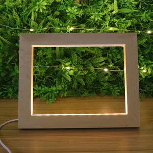 Faia De Madeira Caixa De Luz Quadro 5V USB LampShade Quadro Led Frame Painel de Luz Com Acrílico
