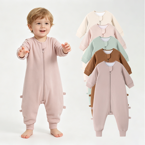 Sac de couchage Hongbo à fermeture éclair bidirectionnelle, pour bébé, uni, à manches longues, couverture portable pour enfants, 1.0 <span class=keywords><strong>TOG</strong></span>, coton biologique, sacs de couchage pour bébés et enfants - Product Image 1