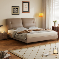 Lit king size moderne avec cadre en bois de pin, rembourré en cuir, avec rangement et sommier, garantie 3-5 ans