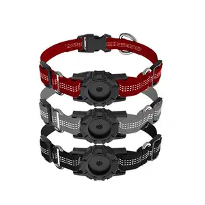 Vente en gros étui de protection Airtag collier réglable en nylon pour chien et chat collier réfléchissant pour chien