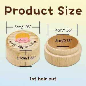 Custom Engraved Round Wooden <strong>DIY</strong> Baby <strong>Keepsake</strong> Box-High Quality Eco-Friendly Newborn Storage Case for Birthday Gifts - Product Image 2