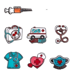 Y tế loạt kim loại men Trâm Ống nghe điện tâm đồ Xe cứu thương huy hiệu y tế - Product Image 2