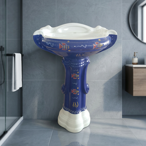 Lavabo sur pied moderne d'extérieur en céramique émaillée grand format, pour usage hospitalier, forme ronde/rectangulaire, écologique et résistant à l'eau - Product Image 5