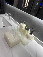 SAIDKOCC Großhandel White Jade/Onyx Marmor Effekt Flasche Dusch sets Badezimmer Flüssige Hands eifen flasche