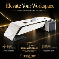Mobili da Ufficio Moderni e di Lusso, Scrivania per Manager e CEO, Design Verniciato, Combinazione Scrivania e Sedia