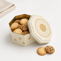 Boîte en étain octogonale personnalisée pour biscuits, chocolats, emballages alimentaires avec couvercle amovible, vente en gros, fabrication OEM sur commande