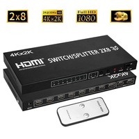 Répartiteur HDMI 2x8 2k * 4k Séparateur HDMI 2 entrées 8 sorties supportant le diviseur d'affichage du projecteur 3D avec télécommande
