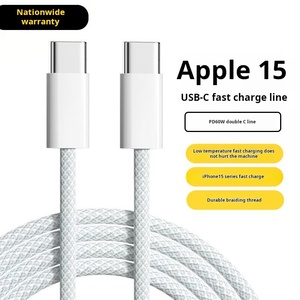 Câble de chargeur de type C à type C tressé 1M 2M 60W, gaine en nylon, câble de données de charge rapide, <span class=keywords><strong>iPhone</strong></span> 15 <span class=keywords><strong>iPhone</strong></span> 15 Pro Max, câble USB C - Product Image 3