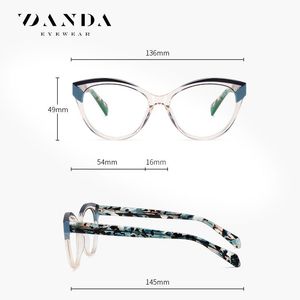 แว่นตา Danda Cat Eye รุ่น F22107 เลนส์ป้องกันแสงสีฟ้า ทรงเต็มกรอบ วัสดุอะซิเตท สำหรับผู้หญิง - Product Image 5